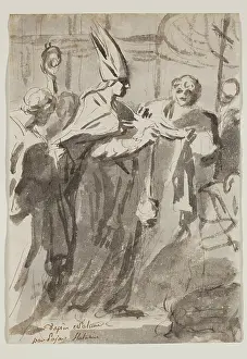 1750s Prints: Religious Scene with Pope and Acolytes, c.between 1752 and 1756. Creator: Augustin Pajou
