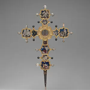 Basse Taille Gallery: Reliquary Cross, Italian, ca. 1366-1400. Creator: Unknown
