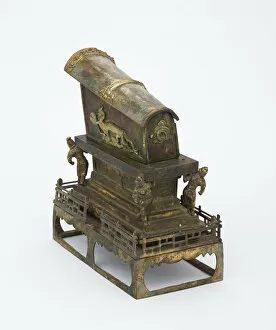 Bronze With Gilding Collection: Reliquary in the form of a miniature sarcophagus, Tang dynasty, 8th century