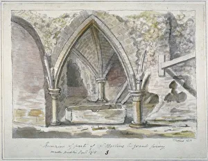 Crypt Prints: Remains of the Church of St Martins le Grand, City of London, 1815