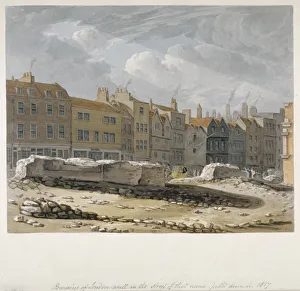 Robert Blemmell Prints: Remains of London Wall which were pulled down in 1817, City of London, 1817. Artist