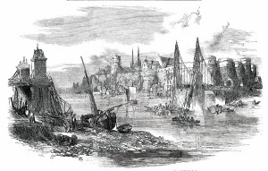 Maine Prints: Remains of the Suspension-Bridge at Angers