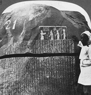 Nile Delta Gallery: Remarkable inscription of a Seven Year Famine on an island in the Nile, Egypt, 1905