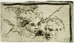 Rembrandt's Sacrifice of Isaac - Heads of Abraham and Angel, after 1655. Creator: Unknown