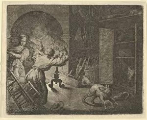 Renard Escapes with a Chicken that he Stole from a Clergymans Table, 1650-75