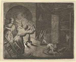 Renard Escapes with a Chicken that he Stole from a Clergymans Table, 1650-75 Renard Escapes with a Chicken that he Stole from a Clergymans Table, 1650-75