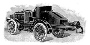 Towing Prints: Renards tractor unit, showing towing attachment for trailers, French, 1904