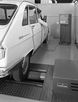 Car Maintenance Gallery: Renault 16 TL automatic on a Laycock brake testing machine, Sheffield, 1972. Artist