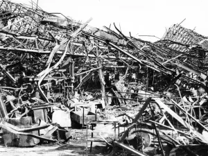 Occupied Prints: Renault factory destroyed by Allied bombing, Sevres, near Paris, 1940-1944