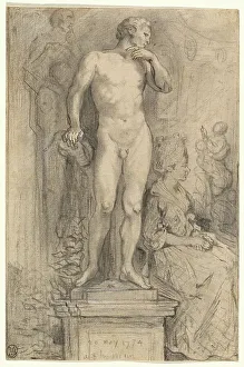 Rendezvous Prints: Rendezvous in the Palais Royal, 1774. Creator: Gabriel de Saint-Aubin