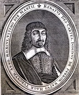 Rene Descartes (1596 - 1650), French philosopher and scientist, original engraving