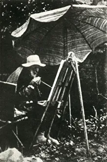 Leonard Russell Prints: Renoir painting outdoors, c1910s, (1947). Creator: Unknown