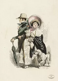 Financier Gallery: A Rentier and his wife, 1840. Creator: Grandville, Jean-Jacques (1803-1847)