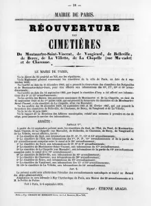 Reouverture des Cimetieres, from French Political posters of the Paris Commune, May 1871