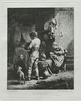 Charles émile Jacque French Gallery: The Repast. Creator: Charles-Emile Jacque (French, 1813-1894)
