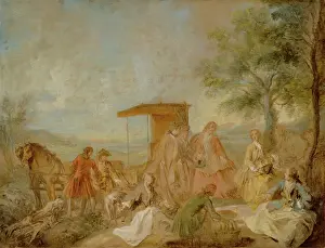 Picnic Prints: The Repast of the Hunting Party, c1725. Creator: Nicolas Lancret