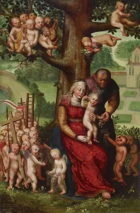 Repose on Flight into Egypt with Many Angels, 16th century. Creator: Unknown
