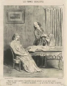 Suffragists Prints: Repoussée... une porte me reste ouverte... 19th century. Creator: Honore Daumier