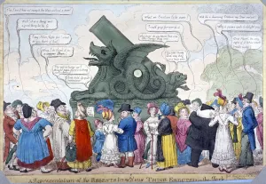 A representation of the Regents tremendous thing erected in the Park, 1816