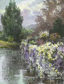 Reproduction of an illustration, painting of a river bank, c1920. Creator: Frances Benjamin Johnston