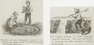 Destroying Prints: Reproduction of illustrations showing fortunate and unhappy husbands