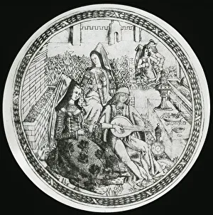 Walled Garden Prints: Reproduction of print showing Garden courtship