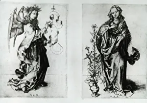 Reproduction Prints: Reproduction of print showing: Madonna and Archangel Gabriel