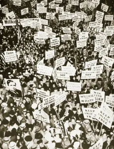 Presidential Election Prints: Republican supporters outside Buffalo Memorial Auditorium, New York, USA, 15 October 1940