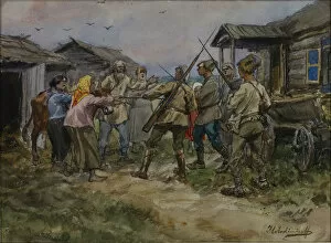 Requisition of cattle for the Red Army in a village near Luga, 1920