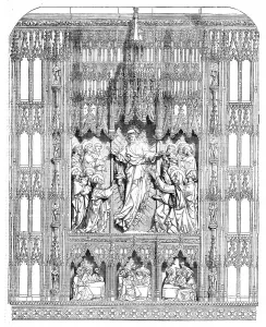 Restoration Prints: The Reredos in the Cloister of Sherborne Minster, 1858. Creator: Unknown