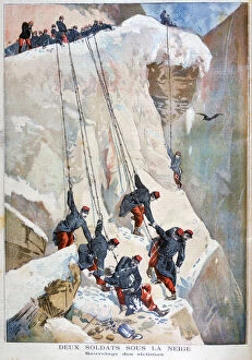 Avalanche Gallery: The rescue of two French soldiers after an avalanche, 1894