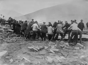 Failed Prints: Rescuers at Austin pulling down ruins, between c1910 and c1915. Creator: Bain News Service