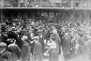 Gates Prints: Reservists at Gare de l'Est, Paris, 1914. Creator: Bain News Service