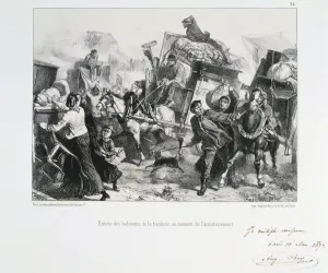 Clement Auguste Andrieux Prints: Residents of the suburbs arriving in Paris before the Prussians besiege the city