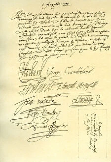 Resolution of a Council of War of the English commanders, 1st August 1588.Artist: Sir Francis Drake