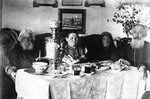 Respectable Prints: A respectable family having tea, 1905. Creator: Unknown