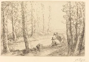 Rest along the Banks of the River (Repos au bord de la riviere). Creator: Alphonse Legros