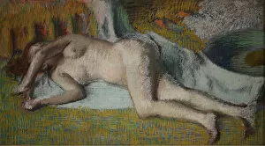 Rest after the bath (Apres le bain femme nue chouchee), 1885-1887