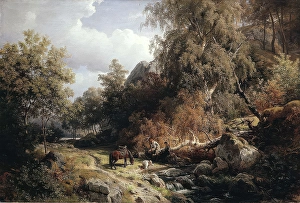 Professor Hans Gude Prints: Rest at the Brook, 1860. Creator: Hans Gude