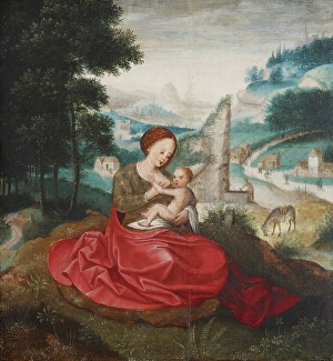 Breast Feeding Prints: Rest on the Flight into Egypt, 1500s. Creator: Adriaen Isenbrandt