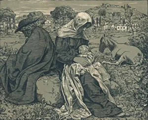 Mule Prints: Rest During the Flight into Egypt, c1897. Artist: Hans Thoma