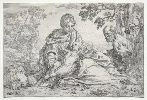 Rest on the Flight into Egypt. Creator: Simone Cantarini (Italian, 1612-1648)
