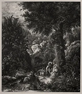 Rest on the Flight into Egypt with a Saddled Donkey, 1871. Creator: Rodolphe Bresdin (French