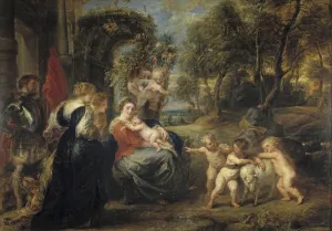 Puttos Prints: Rest on the Flight into Egypt, with Saints