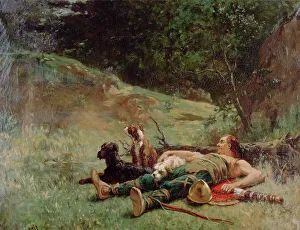Luminais Prints: The rest of a Hunter with Dogs, c1842-1896. Artist: Evariste Vital Luminais