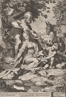 Cherries Gallery: The Rest on the Return from Egypt, 1575. Creator: Cornelis Cort