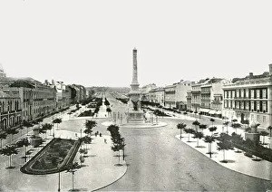 Lisbon Prints: Restauradores Square, Lisbon, Portugal, 1895. Creator: W &s Ltd