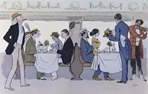 20th Gallery: Restaurant Car on the Paris to Nice Train, pub. 1913 (colour lithograph)