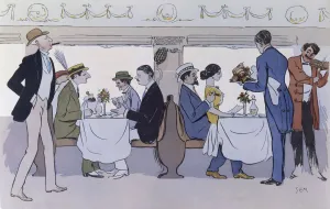 20th Gallery: Restaurant Car on the Paris to Nice Train, pub. 1913 (colour lithograph)