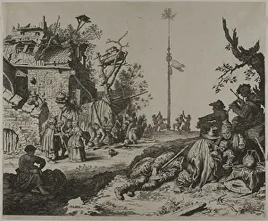 Gipsy Prints: The Resting Gypsy Family in Front of a Ruined Inn